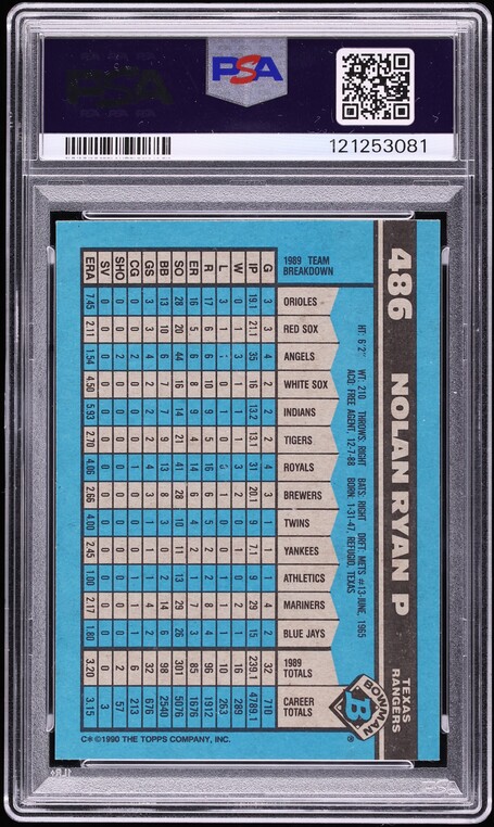 1990 Bowman Nolan Ryan #486 PSA 8 NM-MT