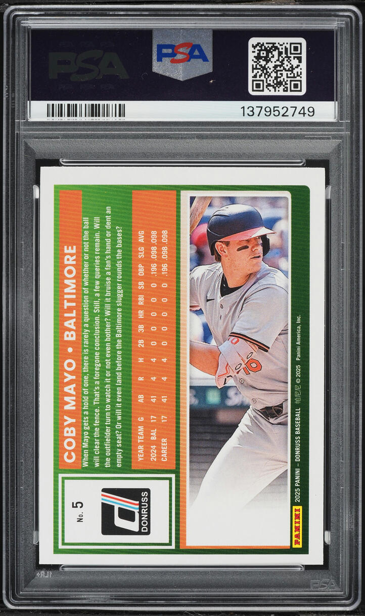 2025 Donruss Liberty Coby Mayo #5 PSA 8 NM-MT