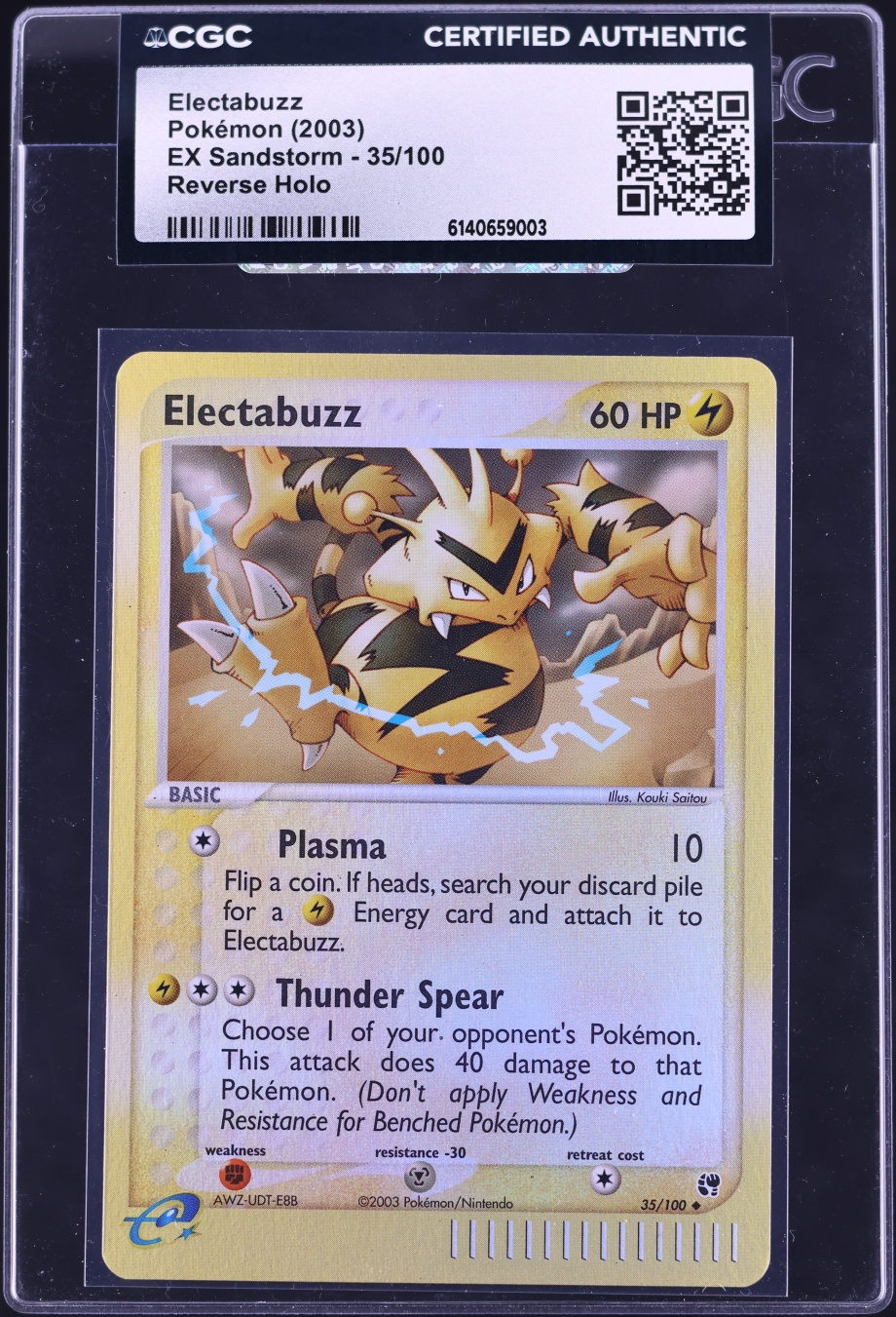 2003 Pokemon EX Sandstorm Reverse Holo Electabuzz #35 CGC AUTH