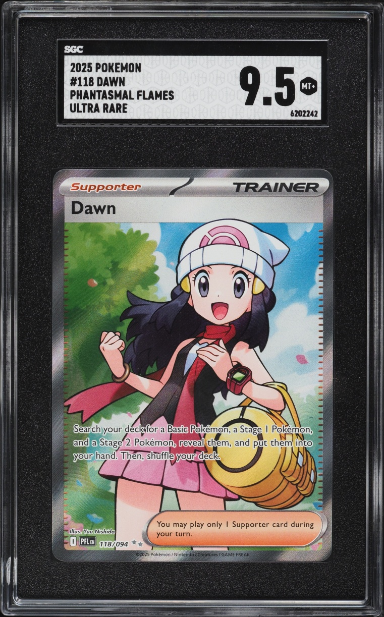 2025 Pokemon Mega Evolution Phantasmal Flames Full Art Dawn #118 SGC 9.5 MINT+