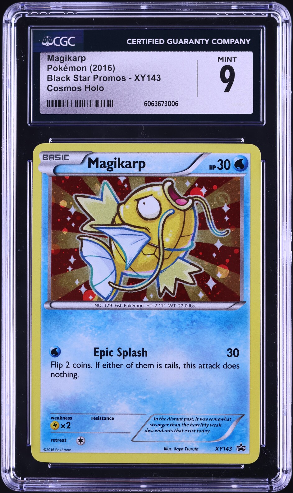 2016 Pokemon XY Black Star Promo Cosmos Holo Magikarp #XY143 CGC 9 MINT - Main Image