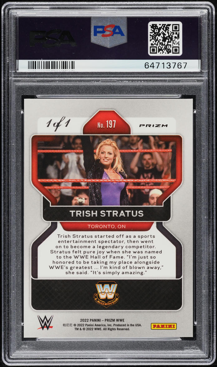 2022 Panini Prizm WWE Black Trish Stratus 1/1 #197 PSA 9 MINT