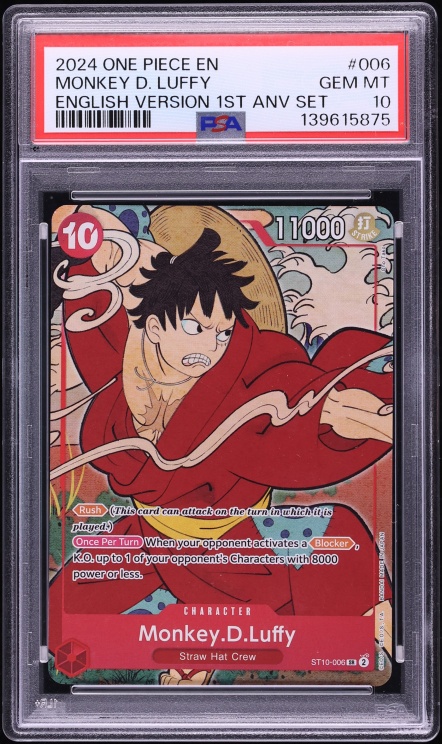 2024 One Piece 1st Anniversary Set SR Monkey D. Luffy #ST10-006 PSA 10 GEM MINT