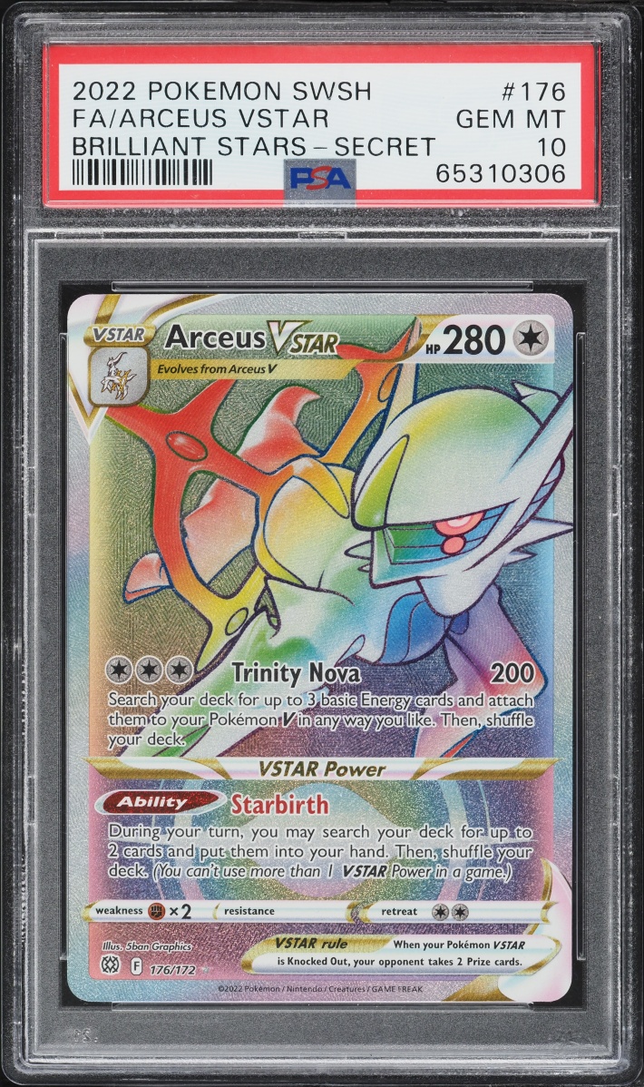 2022 Pokemon Sword & Shield Brilliant Stars Rainbow Rare Arceus VSTAR #176 PSA 10 GEM MINT