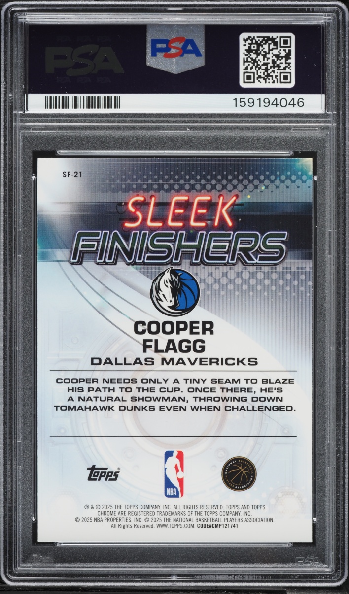 2025 Topps Chrome Sleek Finishers Cooper Flagg ROOKIE #SF-21 PSA 10 GEM MINT