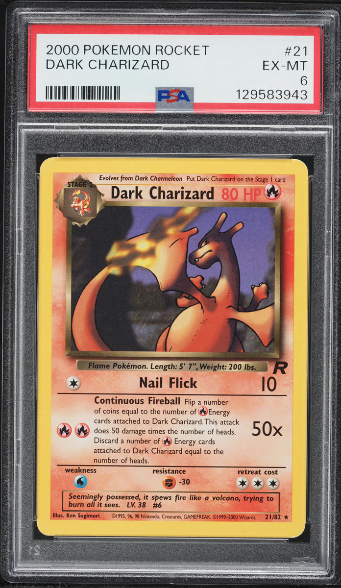 2000 Pokemon Team Rocket Dark Charizard #21 PSA 6 EXMT