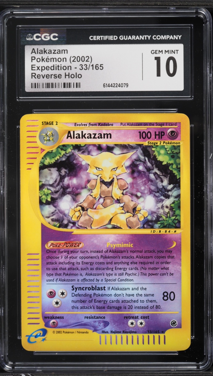 2002 Pokemon Expedition Reverse Holo Alakazam #33 CGC 10 GEM MINT