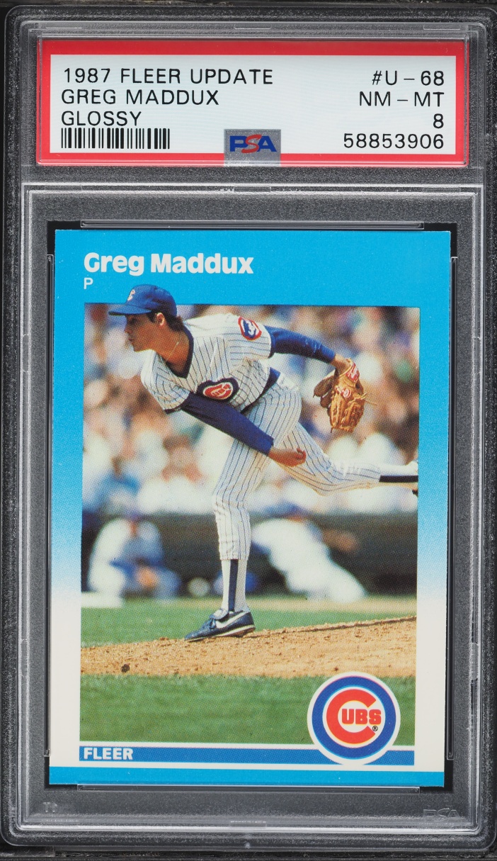 1987 Fleer Update Glossy Greg Maddux ROOKIE #U-68 PSA 8 NM-MT