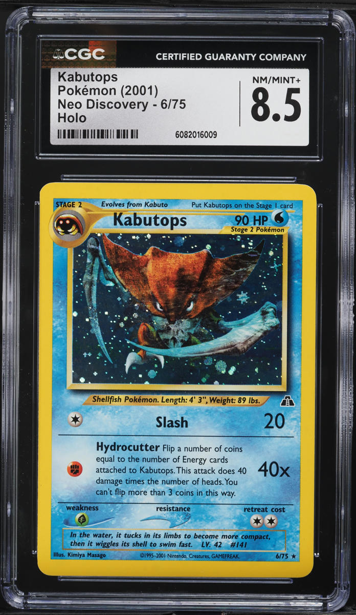 2001 Pokemon Neo Discovery Holo Kabutops #6 CGC 8.5 NM-MT+
