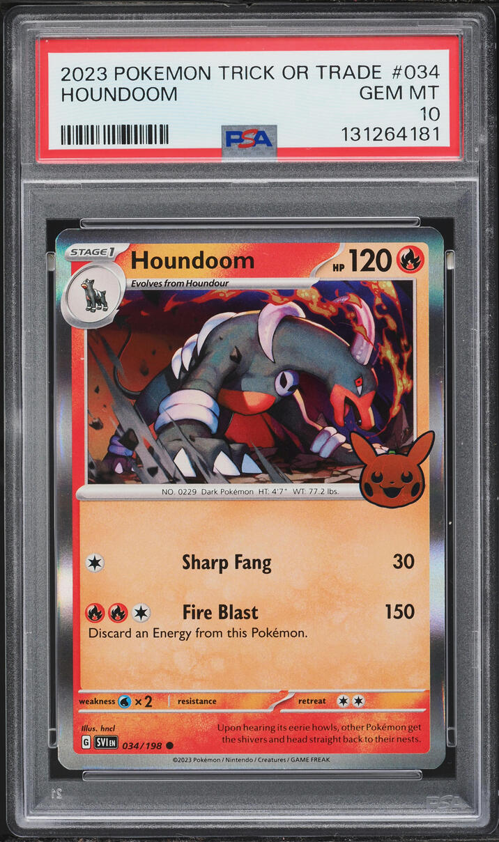 2023 Pokemon Scarlet & Violet Trick Or Trade Houndoom #34 PSA 10 GEM MINT