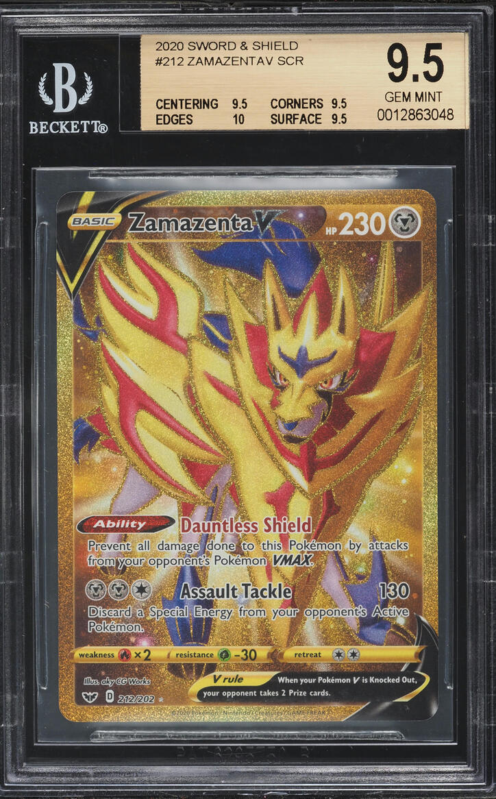 2020 Pokemon Sword & Shield Gold Rare Zamazenta V #212 BGS 9.5 GEM MINT