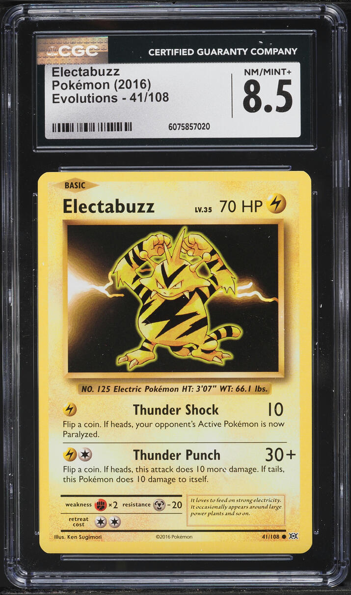 2016 Pokemon XY Evolutions Electabuzz #41 CGC 8.5 NM-MT+