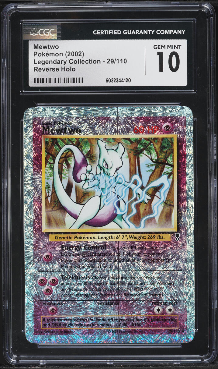 2002 Pokemon Legendary Collection Reverse Holo Mewtwo #29 CGC 10 GEM MINT