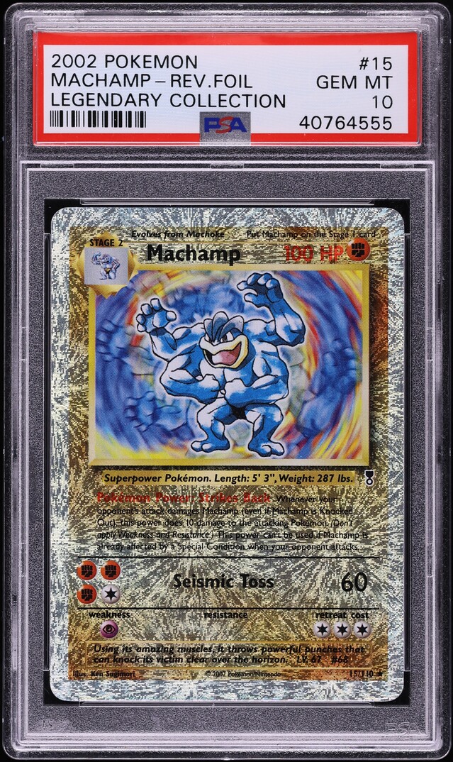 2002 Pokemon Legendary Collection Reverse Holo Machamp #15 PSA 10 GEM MINT