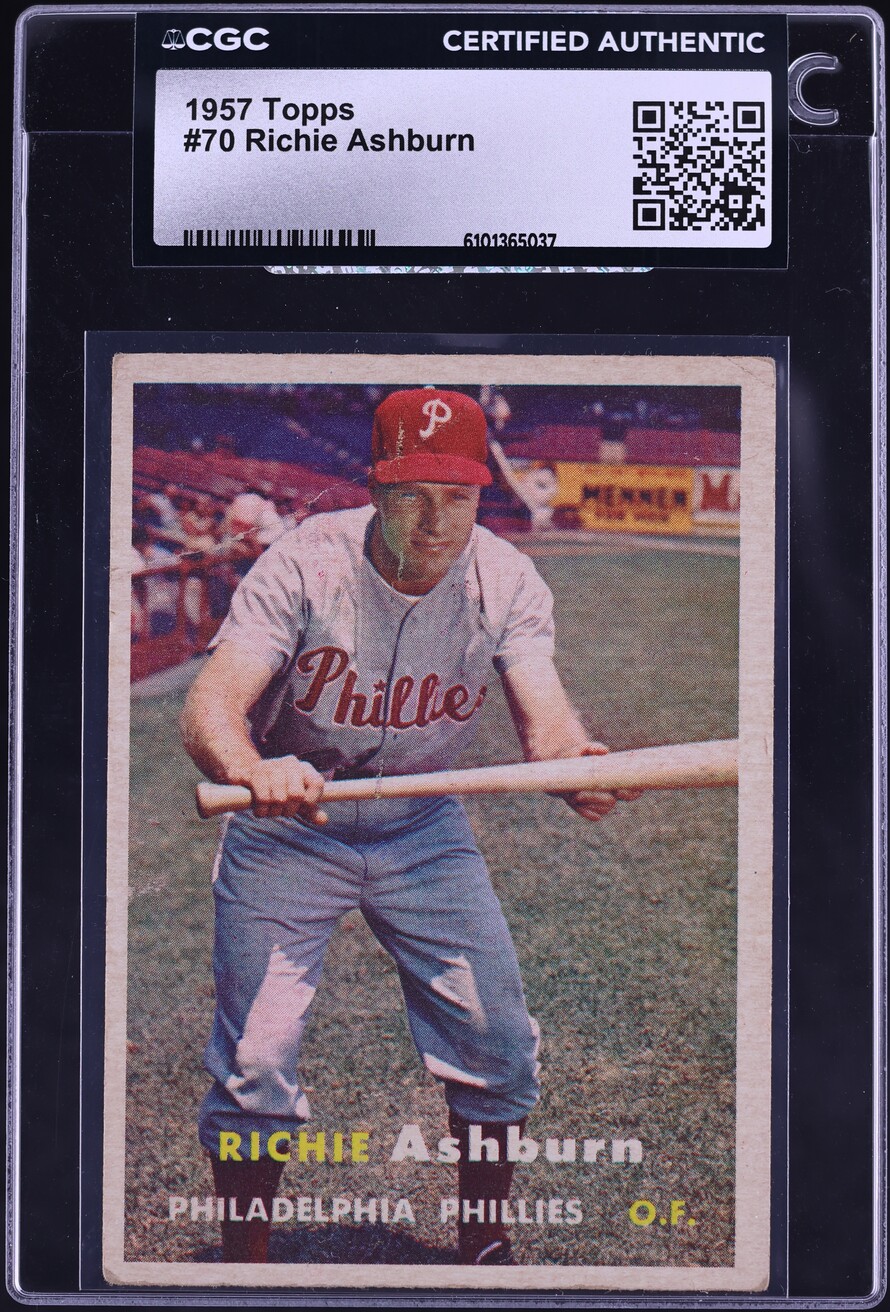 1957 Topps Richie Ashburn #70 CGC AUTH