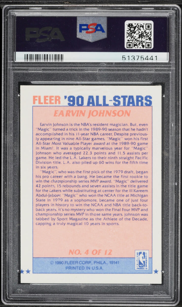 1990 Fleer All-Stars Magic Johnson #4 PSA 6 EXMT