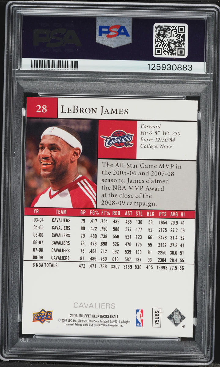 2009 Upper Deck Basketball LeBron James #28 PSA 9 MINT