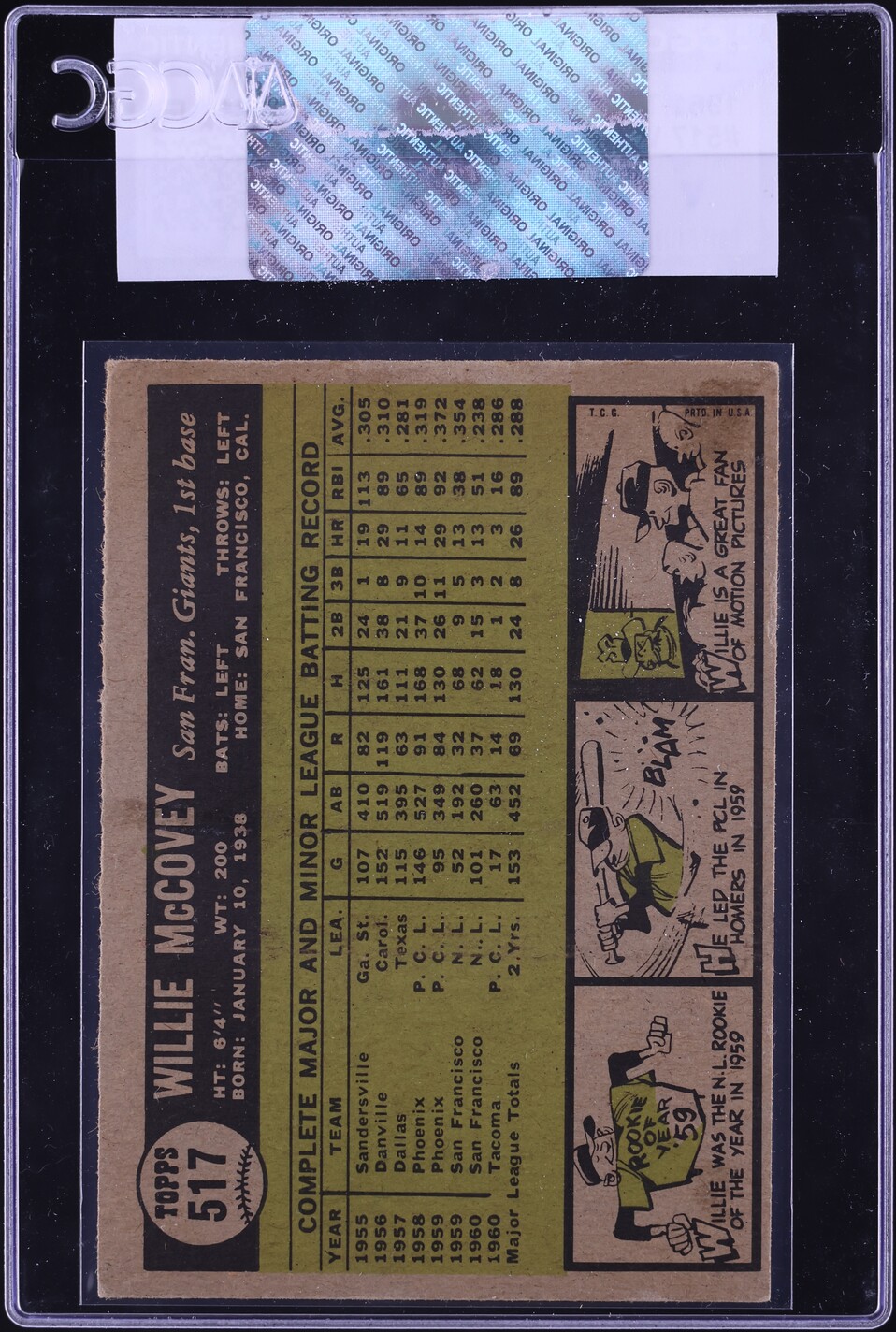 1961 Topps Willie McCovey #517 CGC AUTH