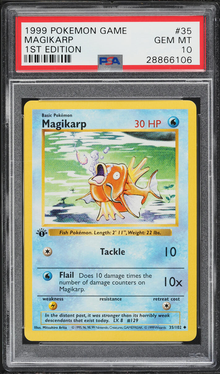 1999 Pokemon Base Set Shadowless 1st Edition Magikarp #35 PSA 10 GEM MINT