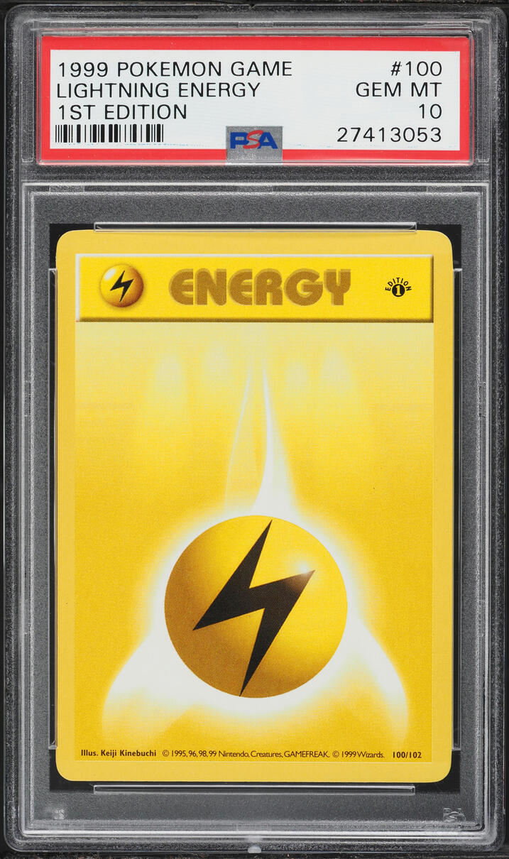 1999 Pokemon Base Set Shadowless 1st Edition Lightning Energy #100 PSA 10 GEM