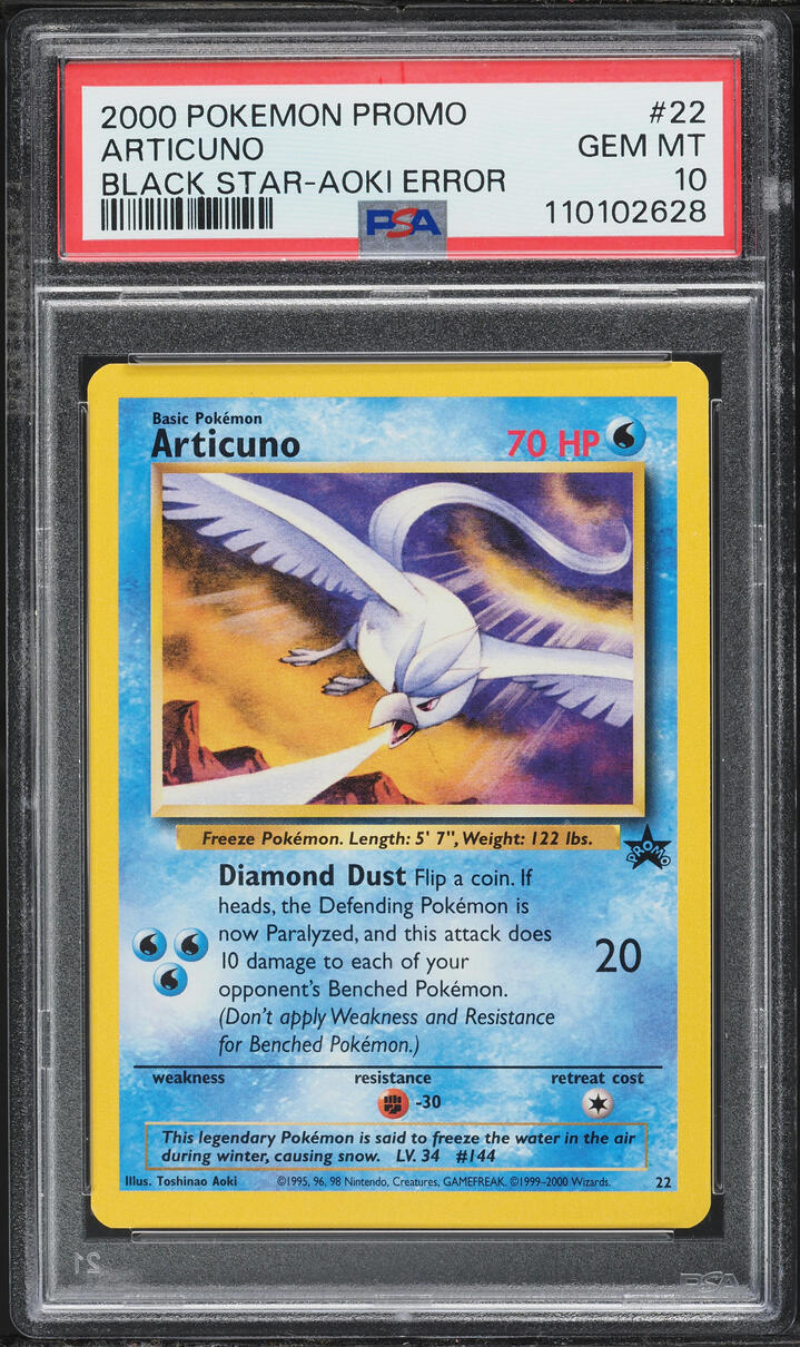 2000 Pokemon Black Star Promo Aoki Error Articuno #22 PSA 10 GEM MINT