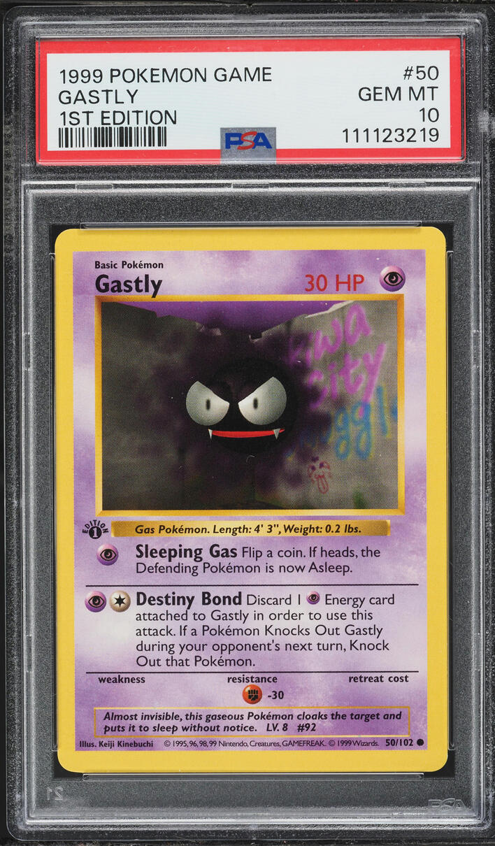 1999 Pokemon Base Set Shadowless 1st Edition Gastly #50 PSA 10 GEM MINT
