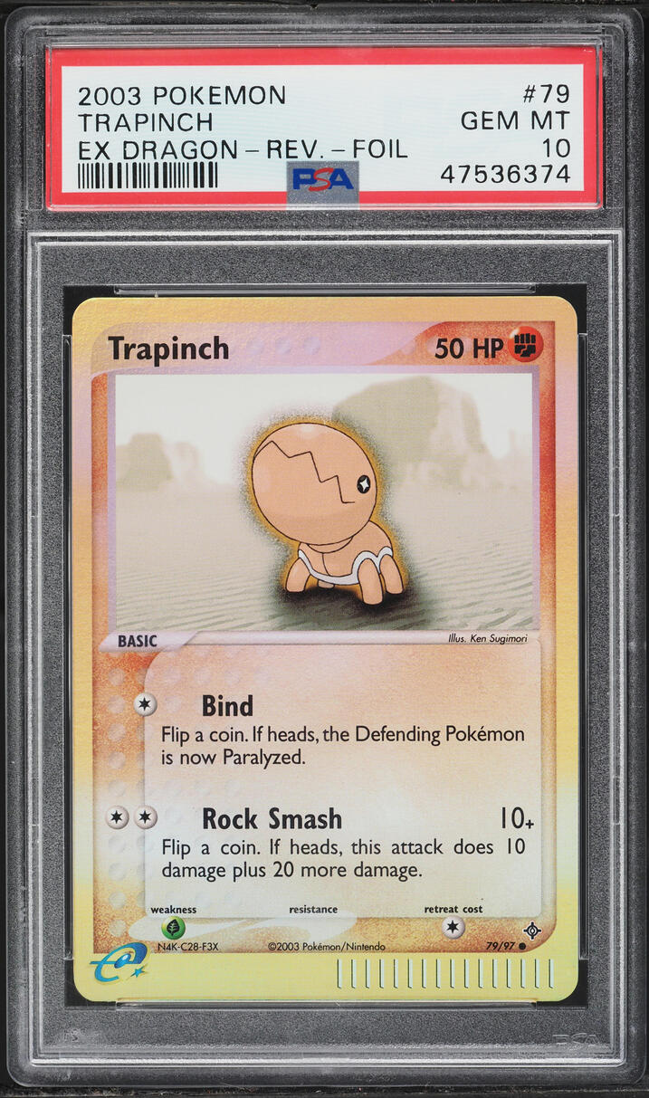2003 Pokemon EX Dragon Reverse Holo Trapinch #79 PSA 10 GEM MINT