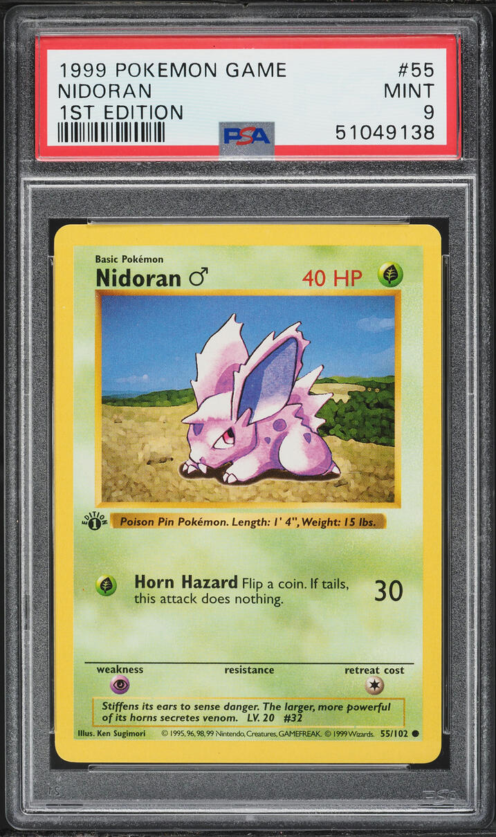 1999 Pokemon Base Set Shadowless 1st Edition Nidoran #55 PSA 9 MINT