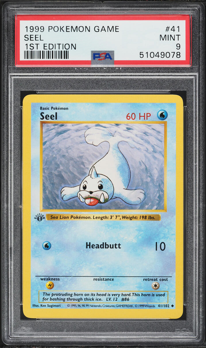 1999 Pokemon Base Set Shadowless 1st Edition Seel #41 PSA 9 MINT