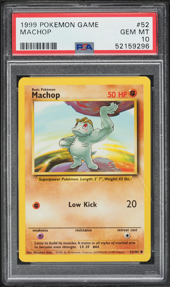 1999 Pokemon Base Set Machop #52 PSA 10 GEM MINT