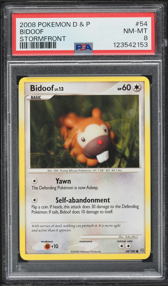2008 Pokemon Diamond & Pearl Stormfront Bidoof #54 PSA 8 NM-MT