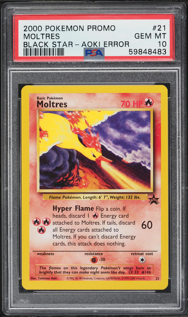 2000 Pokemon Black Star Promo Aoki Error Moltres #21 PSA 10 GEM MINT