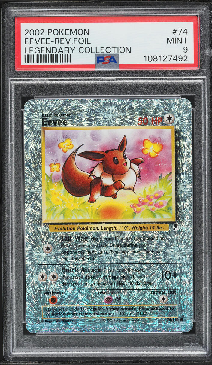 2002 Pokemon Legendary Collection Reverse Holo Eevee #74 PSA 9 MINT