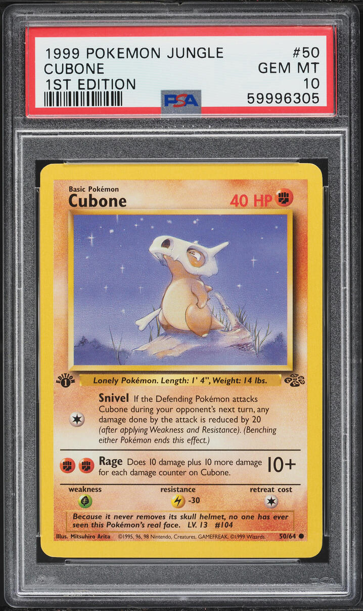 1999 Pokemon Jungle 1st Edition Cubone #50 PSA 10 GEM MINT