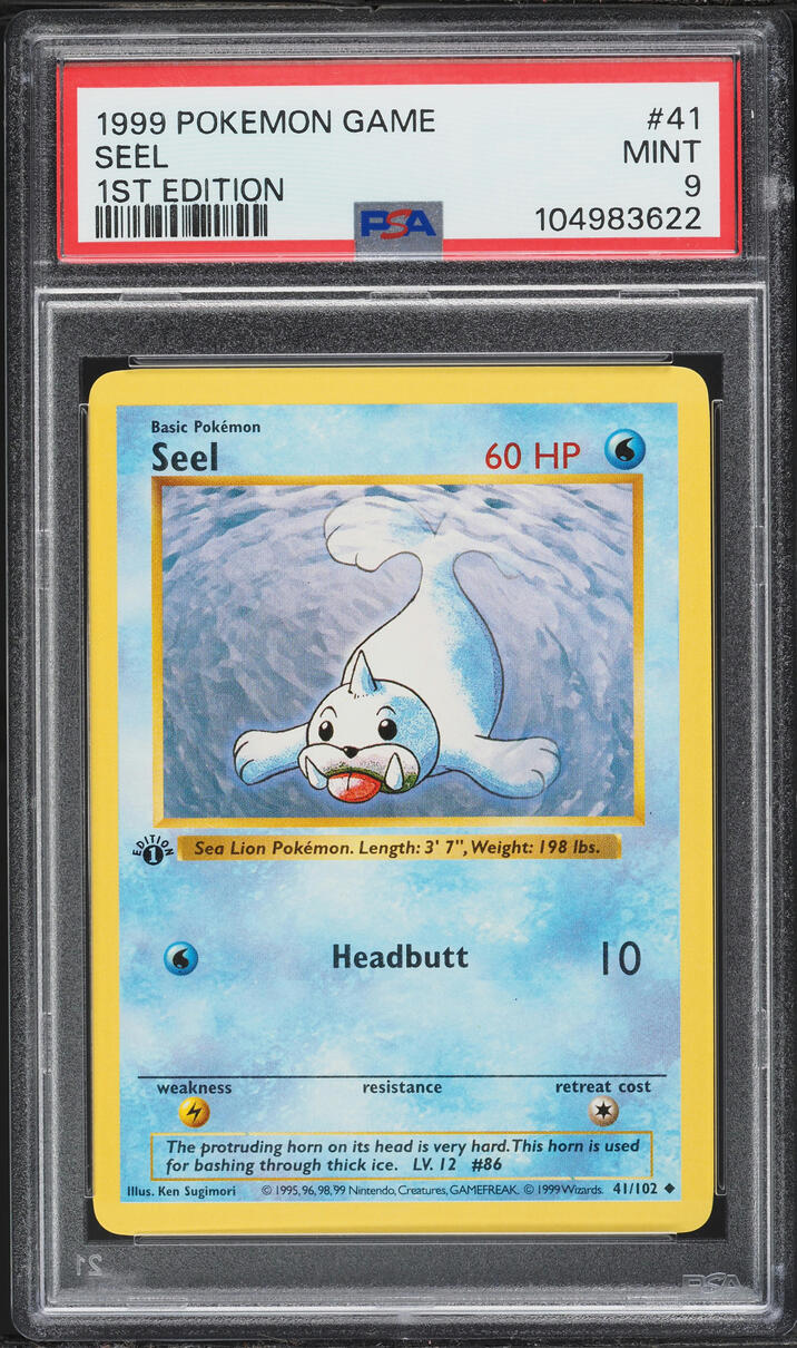1999 Pokemon Base Set Shadowless 1st Edition Seel #41 PSA 9 MINT