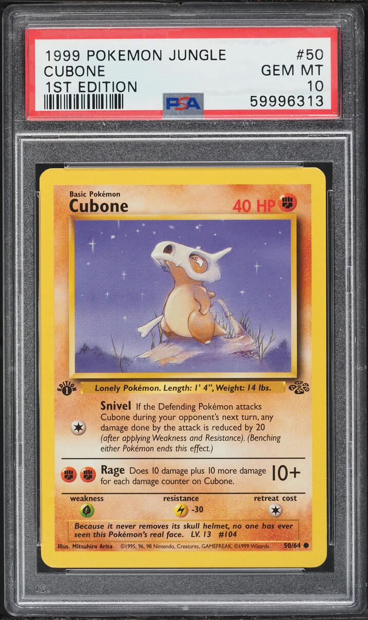 1999 Pokemon Jungle 1st Edition Cubone #50 PSA 10 GEM MINT