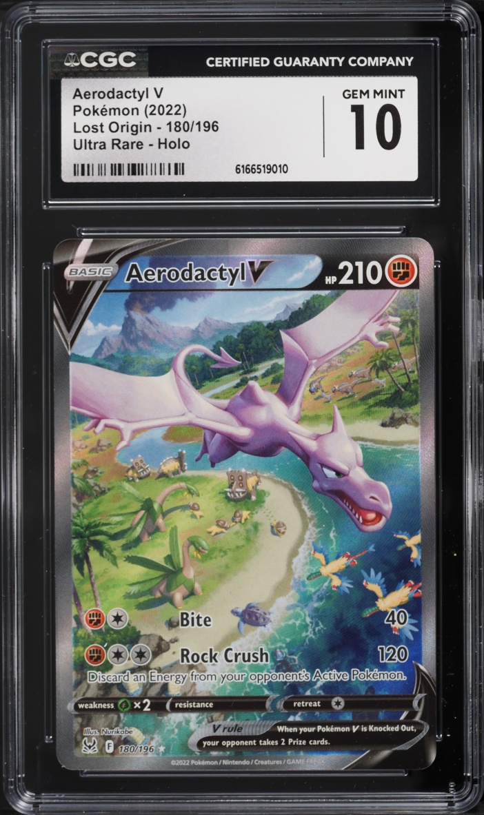 2022 Pokemon Sword & Shield Lost Origin Alt Art Aerodactyl V #180 CGC 10 GEM MINT