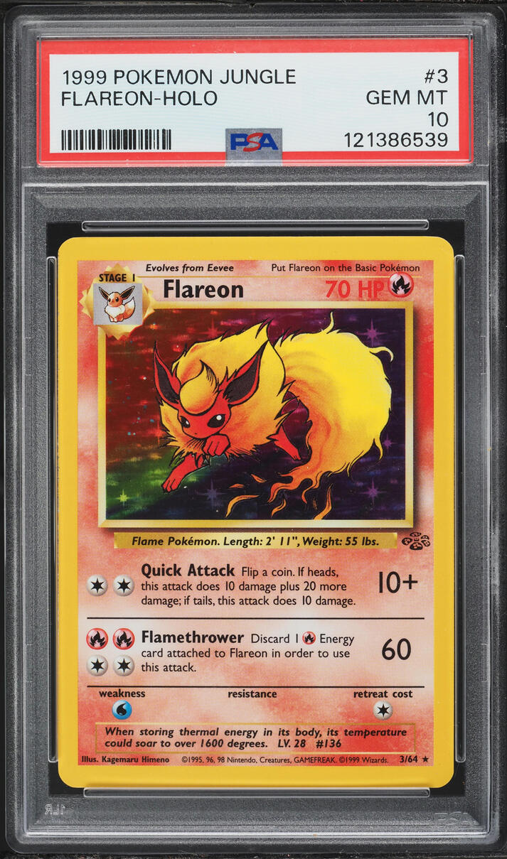 1999 Pokemon Jungle Holo Flareon #3 PSA 10 GEM MINT