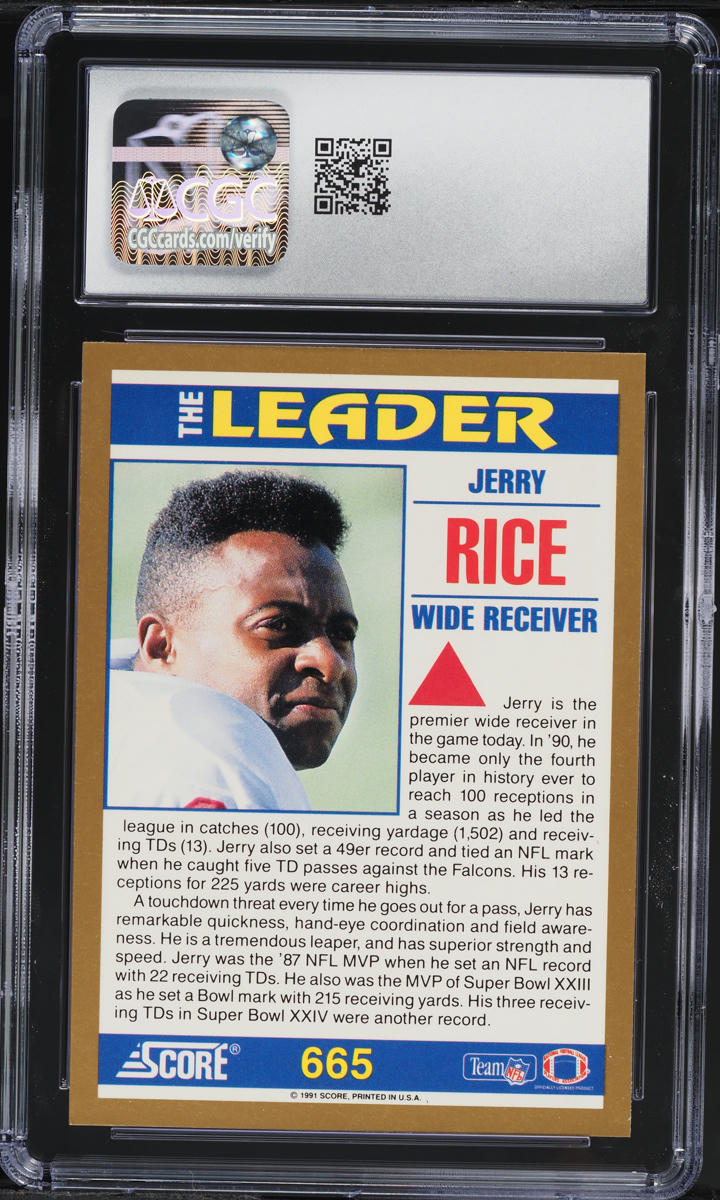 1991 Score Football Jerry Rice #665 CGC 10 GEM MINT