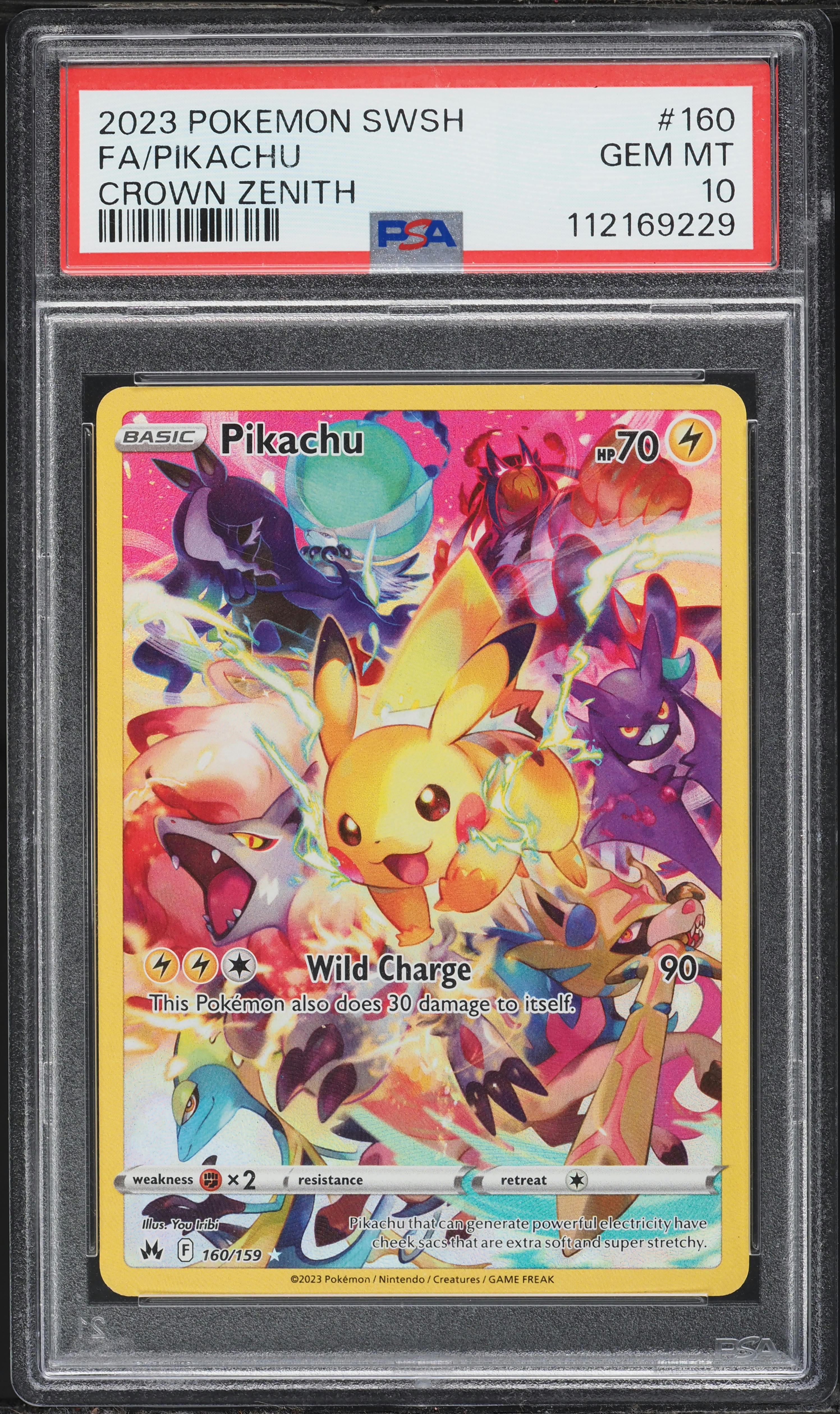2023 Pokemon Sword & Shield Crown Zenith Full Art Pikachu #160 PSA 10 GEM MINT