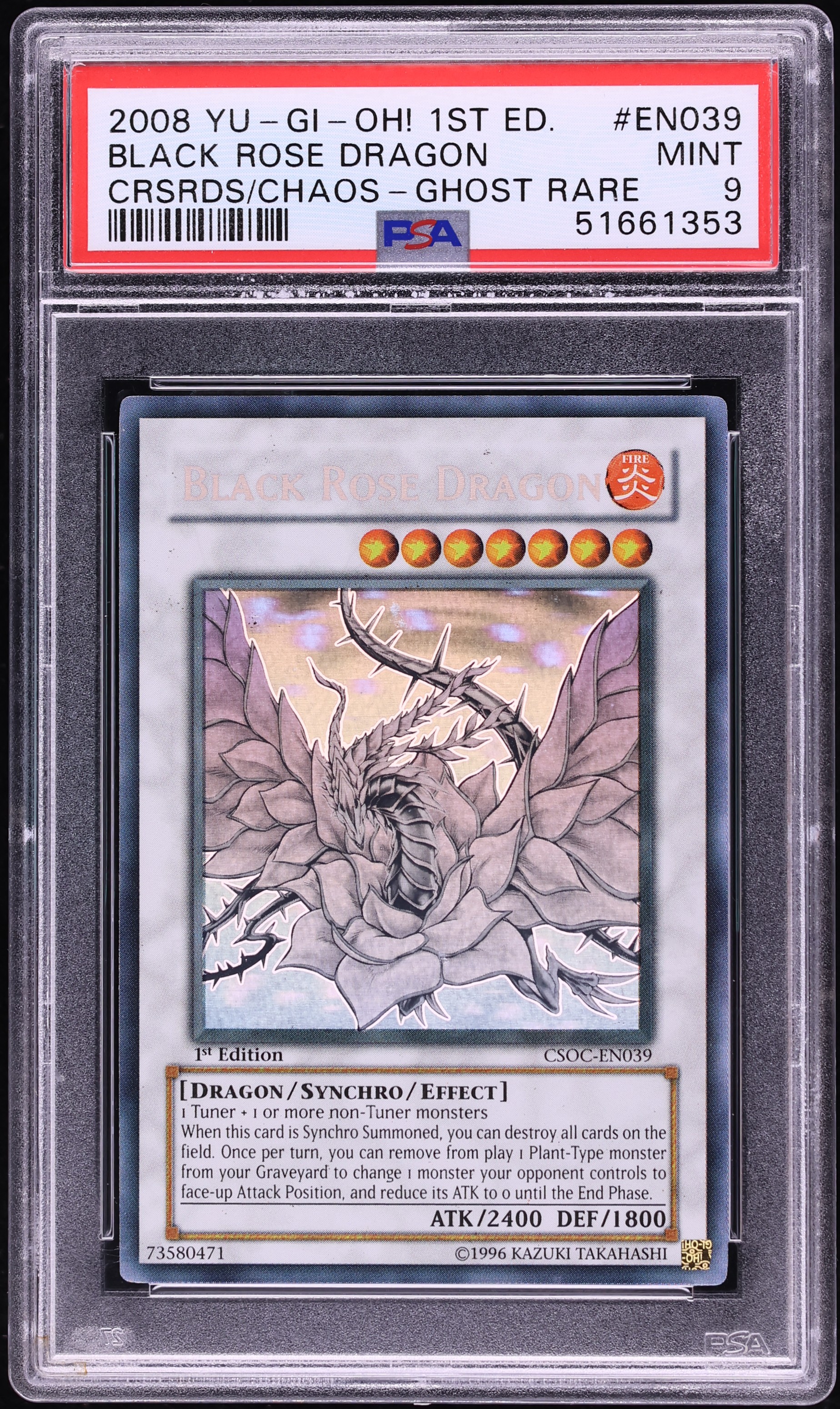 2008 Yu-Gi-Oh! Crossroads Chaos Ghost 1st Edition Black Rose Dragon #CSOC-EN039 PSA 9 MINT