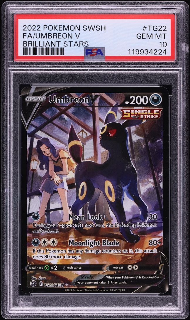 2022 Pokemon Sword & Shield Brilliant Stars Trainer Gallery CHR Umbreon V #TG22 PSA 10 GEM MINT