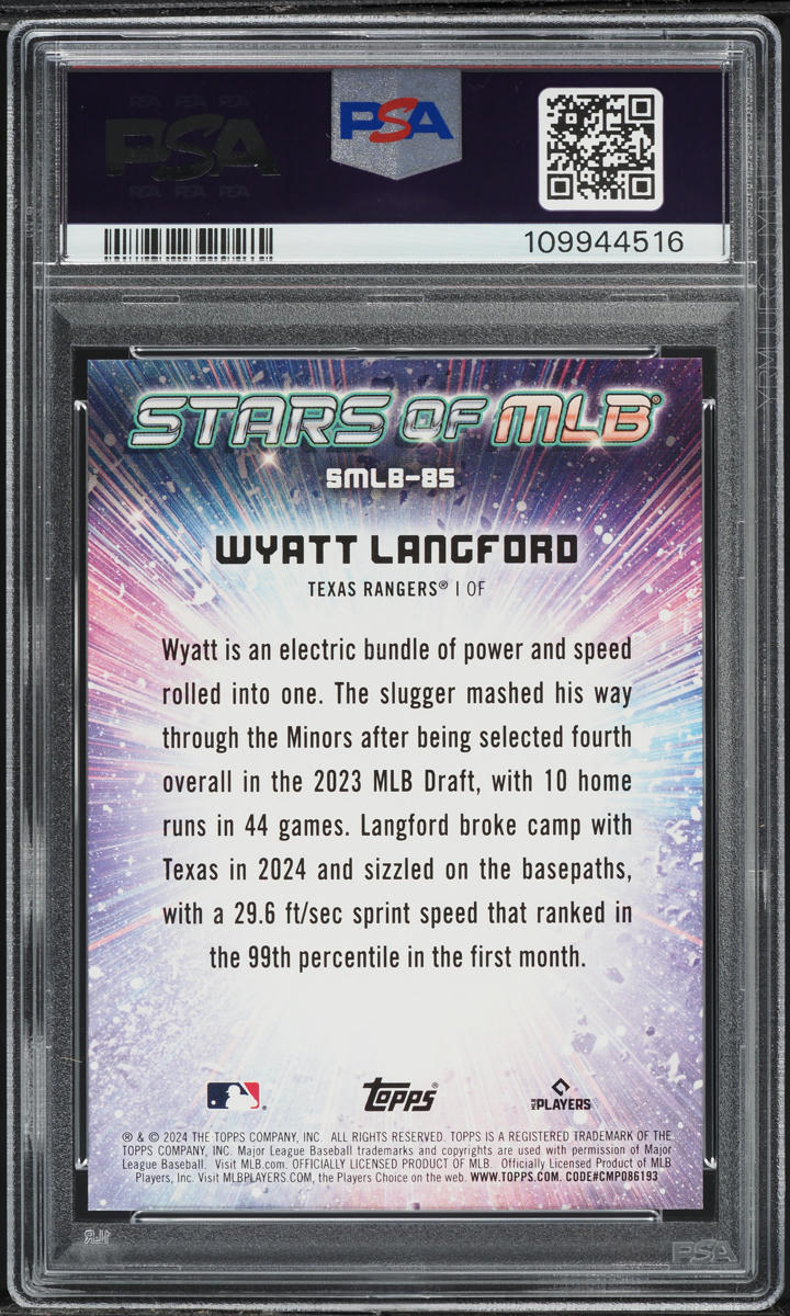 2024 Topps Stars Of MLB Update Wyatt Langford ROOKIE #SMLB-85 PSA 10 GEM MINT
