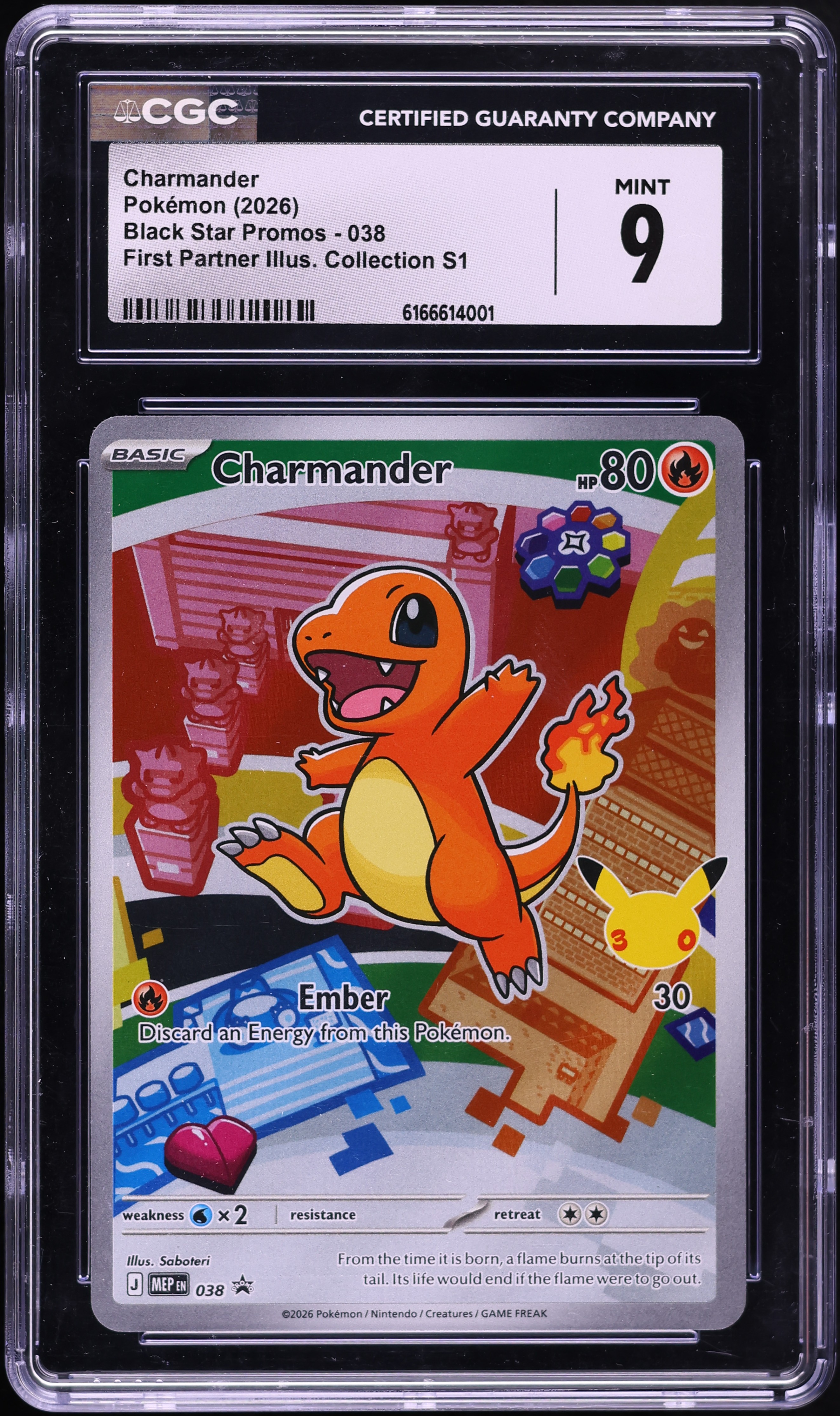 2026 Pokemon Mega Evolution Promo First Partner Illustration S1 Full Art Charmander #38 CGC 9