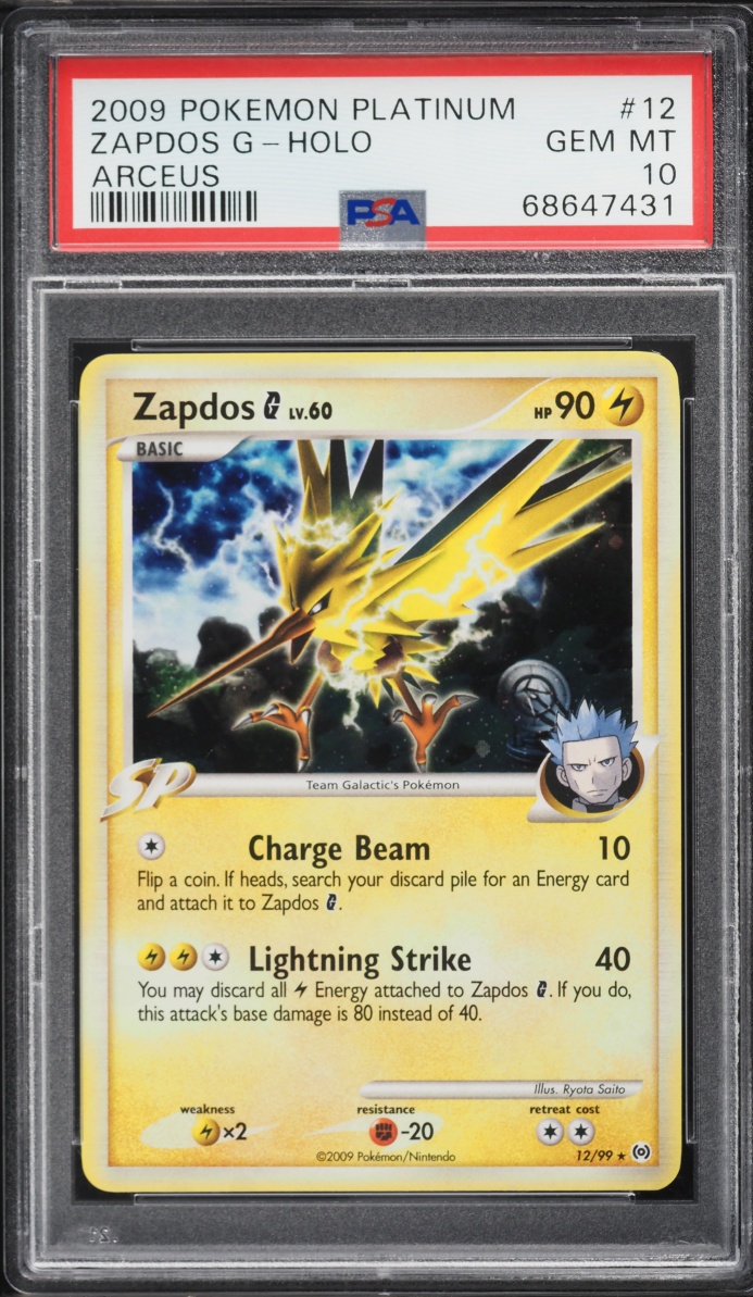 2009 Pokemon Platinum Arceus Holo Zapdos G #12 PSA 10 GEM MINT