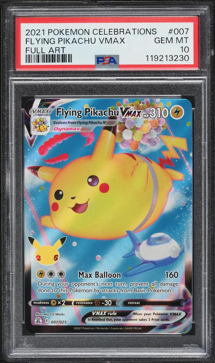 2021 Pokemon Sword & Shield Celebrations Full Art Flying Pikachu VMAX #7 PSA 10 GEM MINT