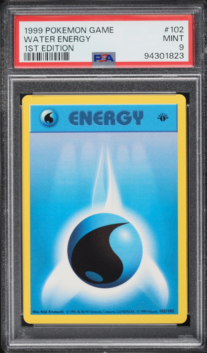 1999 Pokemon Base Set Shadowless 1st Edition Water Energy #102 PSA 9 MINT
