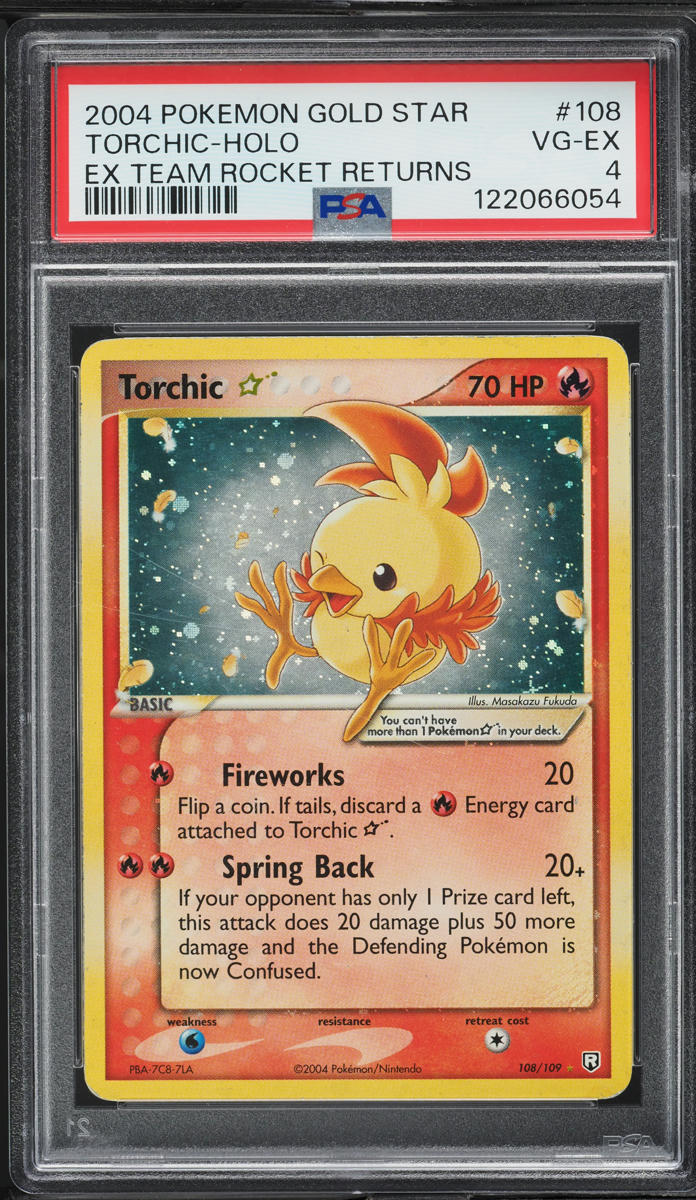 2004 Pokemon EX Team Rocket Returns Holo Torchic Gold Star #108 PSA 4 VGEX - Main Image
