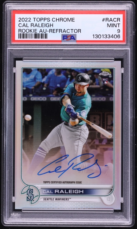 2022 Topps Chrome Refractor Cal Raleigh ROOKIE AUTO /499 #RA-CR PSA 9 MINT