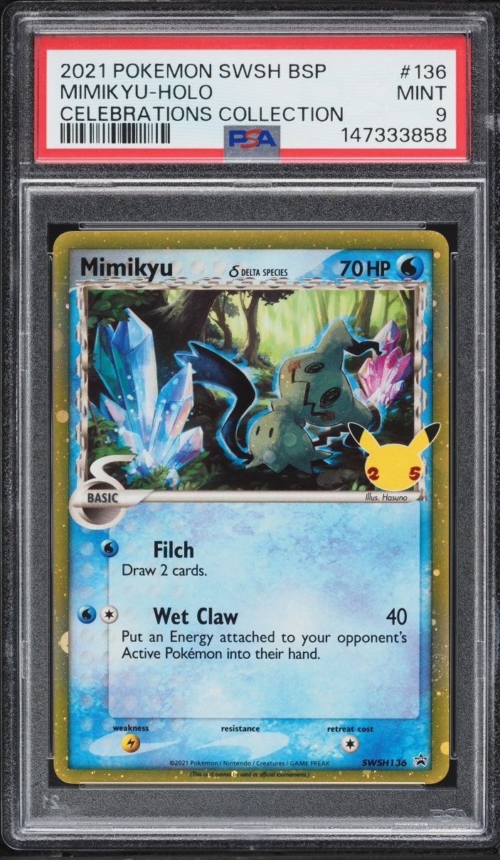 2021 Pokemon Sword & Shield Promo Celebrations Collection Holo Mimikyu #136 PSA 9 MINT